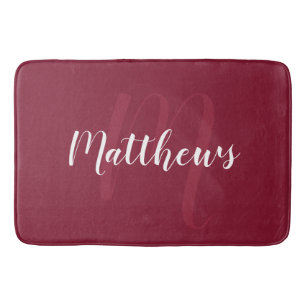 Tapis De Bain Script moderne Monogramme personnalisé et nom de f
