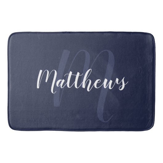 Tapis De Bain Script moderne Monogramme personnalisé et nom de f (Devant)