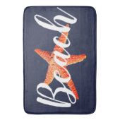 Tapis De Bain Script Nautique de plage Rouge Starfish & Navy (devant Vertical)