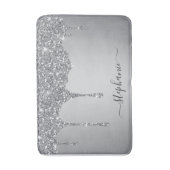 Tapis De Bain Script Nom personnalisé Silver Parties scintillant (Devant (Vertical))
