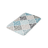 Tapis De Bain Scroll Damask Big Motif Teals Browns White (Angle)