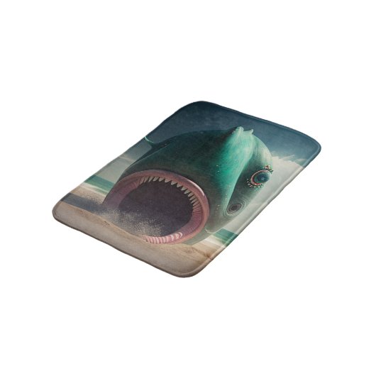 Tapis De Bain Sculpture de requin sur la plage (Angle)