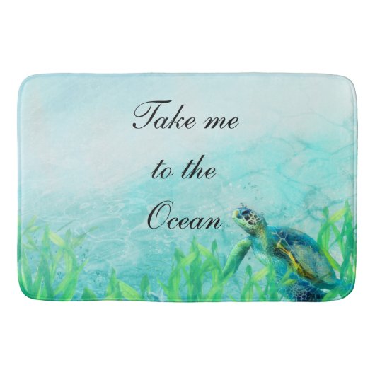 Tapis De Bain Sea Turtle Ocean Beach Art Élégant Tropical Chic (Devant)