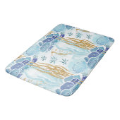 Tapis De Bain Seahorse Seashells Gold Parties scintillant Bleu O (Angle)