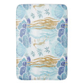 Tapis De Bain Seahorse Seashells Gold Parties scintillant Bleu O (devant Vertical)