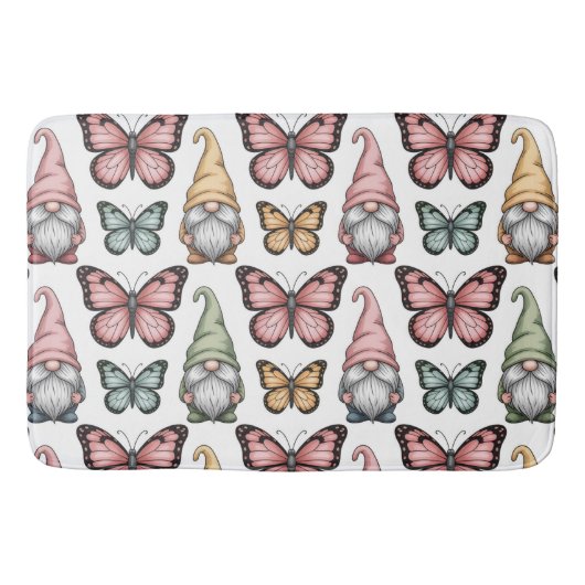 Tapis De Bain Seamless Pattern with Gnomes and Butterflies (Devant)