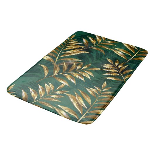 Tapis De Bain Seamless pattern with golden ferns (Angle)