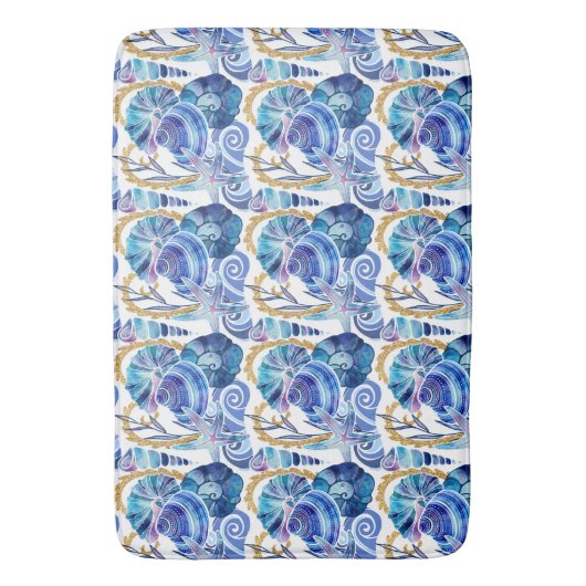 Tapis De Bain Seashell Starfish Parties scintillant Bleu Océan N (devant Vertical)