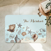 Tapis De Bain Seashells And Sand Coastal Beach Nom De Famille