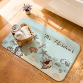 Tapis De Bain Seashells And Sand Coastal Beach Nom De Famille