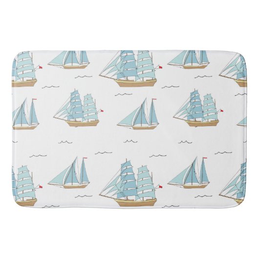 Tapis De Bain Seatime été Cute yachts avec voile (Devant)