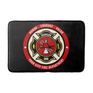 Tapis De Bain Secourt de pompier AJOUTER LE NOM Insigne du servi