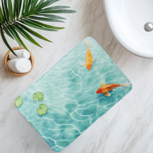 Tapis De Bain Sérénité de carpes Koï à l'aquarelle
