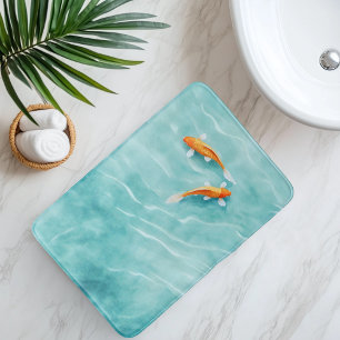 Tapis De Bain Sérénité de carpes Koï à l'aquarelle