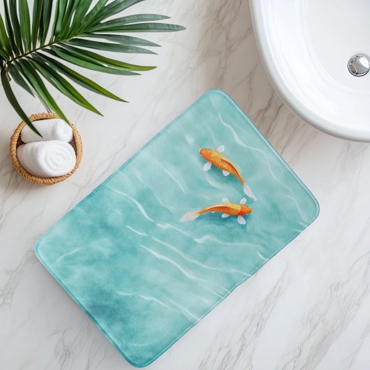 Tapis De Bain Sérénité de carpes koï aquarelle