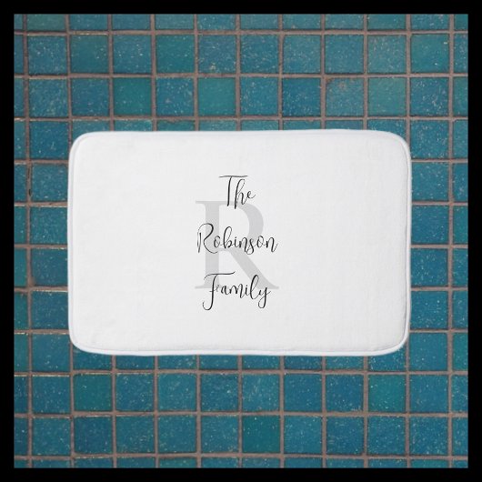 Tapis De Bain Serviette de papier monogrammée avec nom en blanc