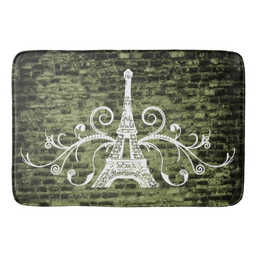 Tapis De Bain Serviette Eiffel Verte Grunge Bain Mat (Devant)
