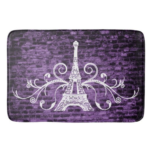 Tapis De Bain Serviette violette Eiffel Grunge Bain Mat (Devant)