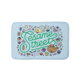 Tapis De Bain Sésame Sésame   Sesame Street Green Doodle Script