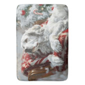 Tapis De Bain Setter anglais de Noël festif (devant Vertical)