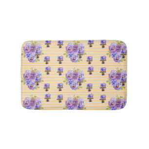 Tapis De Bain Shabby Yellow Pansy viola fleurs florales Bain Mat