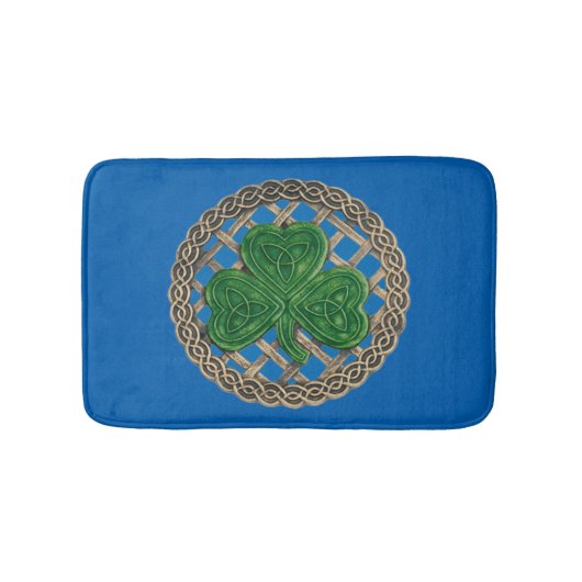 Tapis De Bain Shamrock Bleu Sur Noeuds Célestes Bain Mat (Devant)