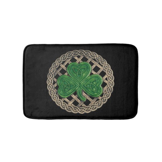 Tapis De Bain Shamrock Noir Sur Noeuds Celtiques Bain Mat (Devant)