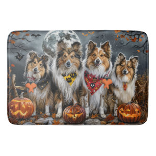 Tapis De Bain Shetland Sheepdog Halloween Éffrayant