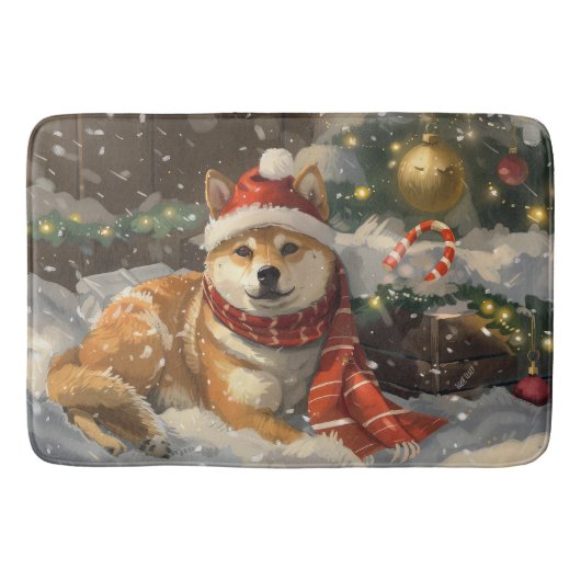 Tapis De Bain Shiba Inu Chien Festive de Noël (Devant)