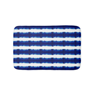 Tapis De Bain Shibori Tie Dye Blue Stripe Motif