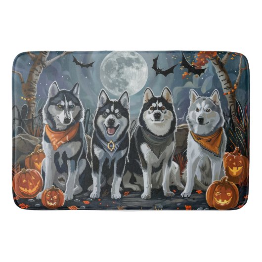 Tapis De Bain Sibérie Husky Halloween Éffrayant (Devant)