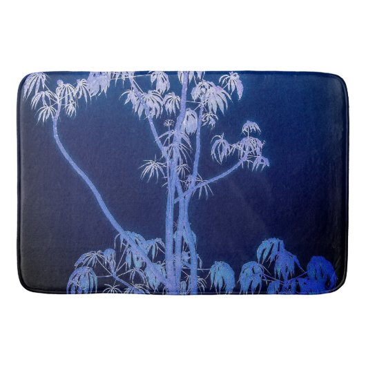 Tapis De Bain Silhouette Arbre Dans Le Mat Bain Royal Blues (Devant)