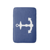 Tapis De Bain Silhouette blanche grande Ancre sur bleu marine (Devant (Vertical))