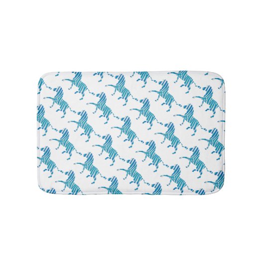 Tapis De Bain Silhouette bleue et blanche Zebra (Devant)