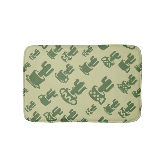 Tapis De Bain Silhouette de cactus succulent en tasses et pots (Devant)