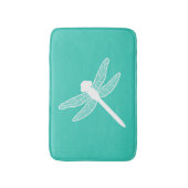 Tapis De Bain Silhouette de libellule blanche sur Turquoise (Devant (Vertical))