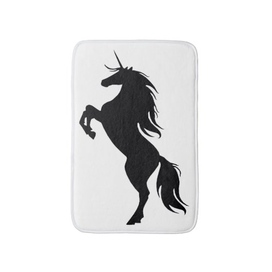 Tapis de bain silhouette de licorne élevée en noir (Devant (Vertical))
