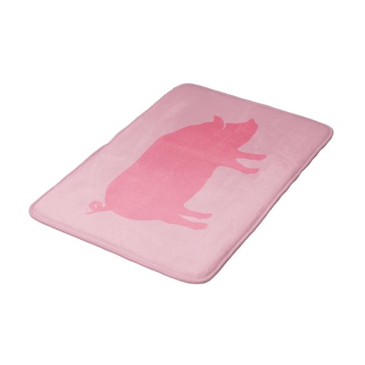 Tapis De Bain Silhouette de porc rose (Angle)