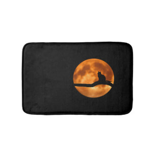 Tapis De Bain Silhouette d'un chat noir dans un arbre