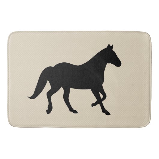 Tapis De Bain Silhouette et gabarit du cheval noir (Devant)