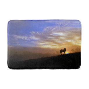 Tapis De Bain Silhouette Horloge dans Sunrise Bathmat