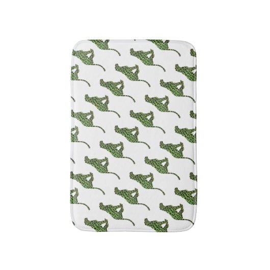 Tapis De Bain Silhouette léopard noir et vert (Devant (Vertical))