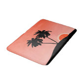 Tapis De Bain Silhouette Palmier Contre Orange Coucher Du Soleil (Angle)