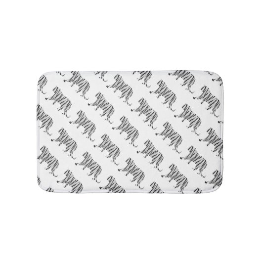 Tapis De Bain Silhouette Tiger noir et blanc (Devant)