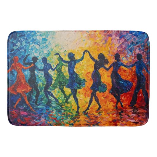 Tapis De Bain Silhouettes colorées dansant (Devant)