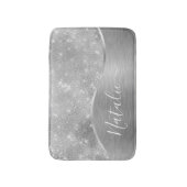 Tapis De Bain Silver Glitter Glam Bling Personalized (Devant (Vertical))