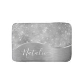 Tapis De Bain Silver Glitter Glam Bling Personalized (Devant)