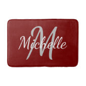 Tapis De Bain Simple deep red Bold Typography & Name Monogram (Devant)