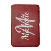 Tapis De Bain Simple deep red Bold Typography & Name Monogram (Devant (Vertical))