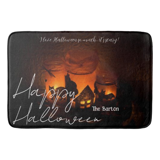 Tapis De Bain Simple Éffrayant foncé Famille heureux Halloween (Devant)